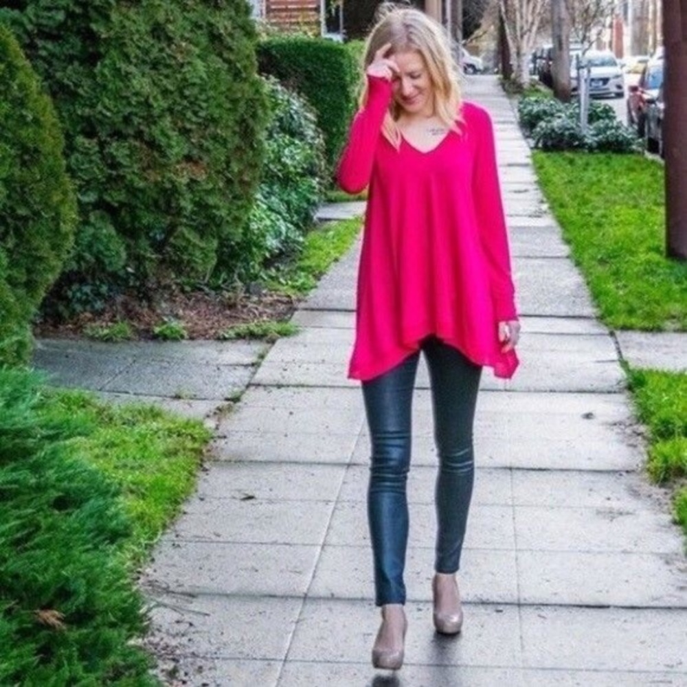 Anthropologie Deletta Tunic Hot Pink Size XS